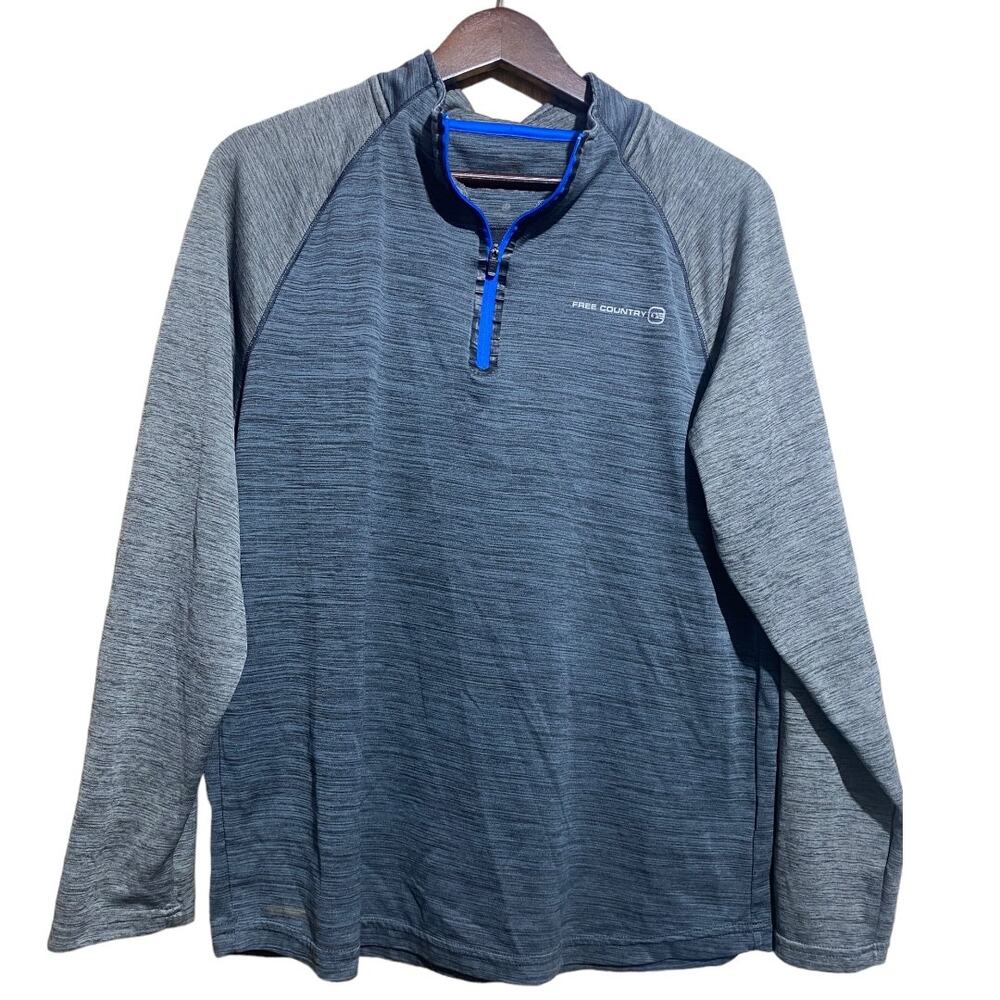 Free Country gray and blue 1/4 zip‎ long sleeved pullover - Men's Medium